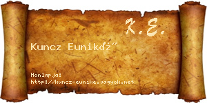Kuncz Euniké névjegykártya